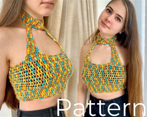 crochet pattern manila top sexy festival bralette halter etsy