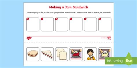 Jam Sandwich Sequencing Worksheet Worksheet Twinkl