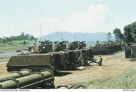 A Troop Of Four M113a1 Fire Support Vehicles Fsvs Foreground