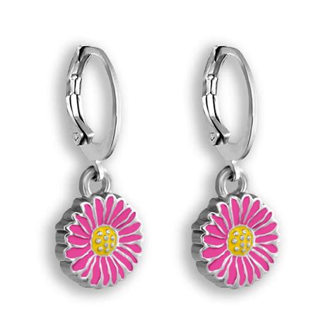Annie And Belle Pink Daisy Jewelry Hoop Earrings For Girls Daisy