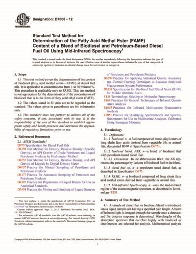 Astm D7806 12 Standard Test Method For Determination Of The Fatty