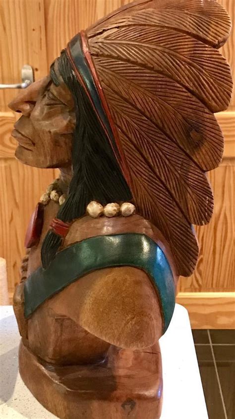 Vintage Large Carved Wooden Indian Chief Native American Bust In Bangor County Down Gumtree