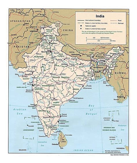Detailed Political And Administrative Map Of India With Roads