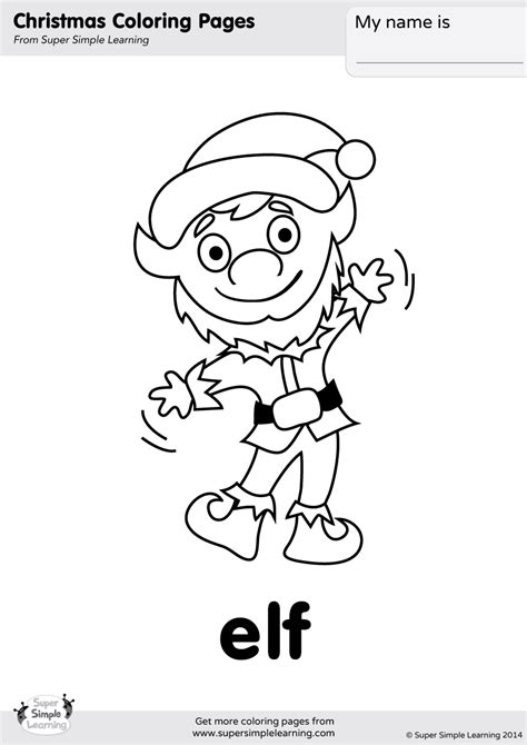 Elf Coloring Page - Super Simple