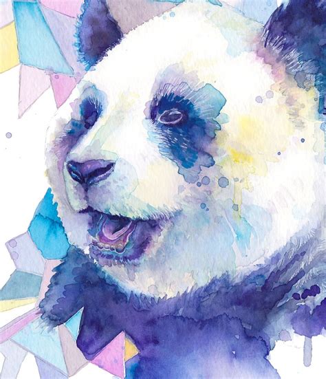 Colorful Panda Art Print Ts Geometric Cute Animals Etsy