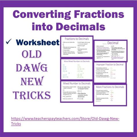 Converting Fractions Into Decimals Worksheet Made By Teachers