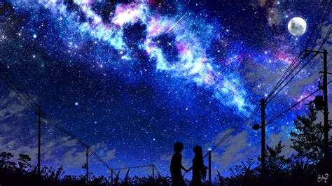 Download Wallpaper 3840x2160 Silhouette Night Starry Sky Art Dark