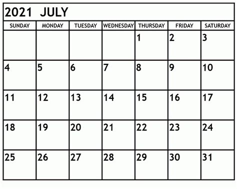 Then you've come to the right place! Month Of July 2021 Printable Calendar | Free Printable ...