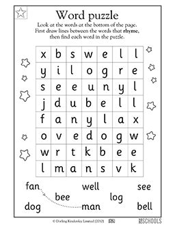 Worksheets » kindergarten and grade 1. Word puzzle! | Kindergarten, Preschool Reading, Writing ...