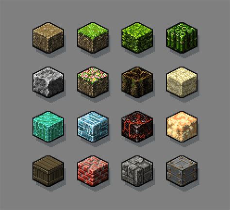 Several Different Types Of Cubes And Blocks In Pixellated Style Each