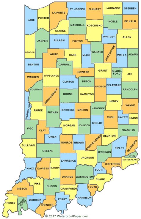 Printable Indiana Maps State Outline County Cities