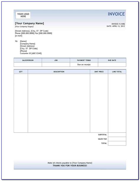 Sample Invoice Form Invoice Template Ideas Quickbooks Invoice