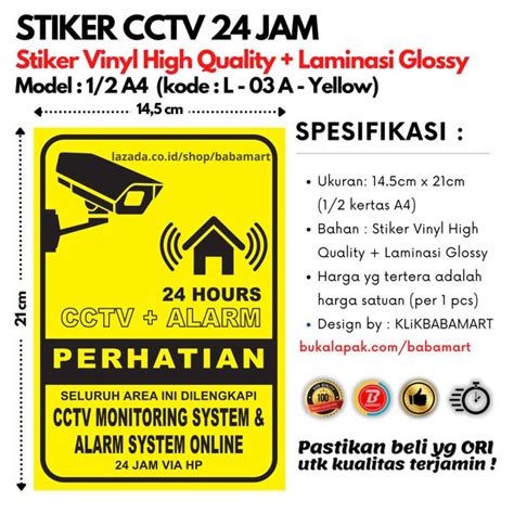 Jual Stiker Cctvalarm Vinyl High Quality Laminasi Glossy Sticker 12