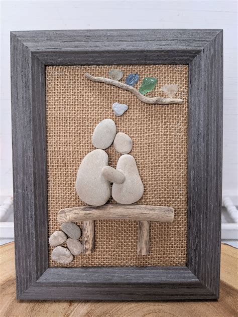 Couple Rock Art Couple Pebble Art Handmade Art 5 x 7 Framed | Etsy