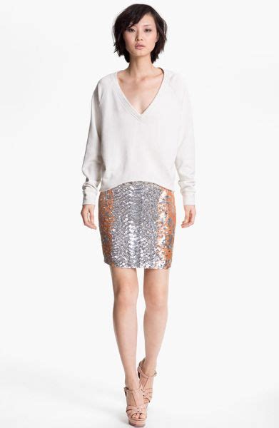 Haute Hippie Python Pattern Sequin Skirt In Silver Buff Lyst