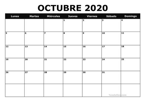 Calendario Octubre 2020 En 2020 Calendario De Octubre Calendario