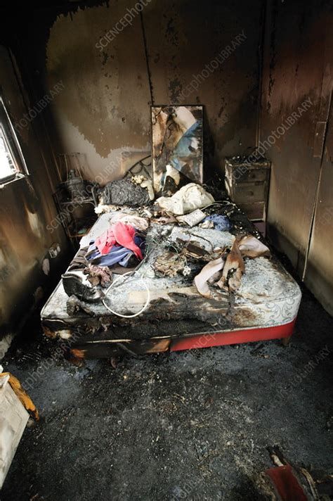 Burnt Bed From A House Fire Stock Image T6640186 Science Photo