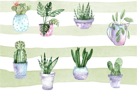 Potted Cactus Succulent Watercolor By Lovewatercolorstore