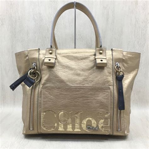 Chloe Eclipse Logo Embellished Gold Distressed Bag Gem