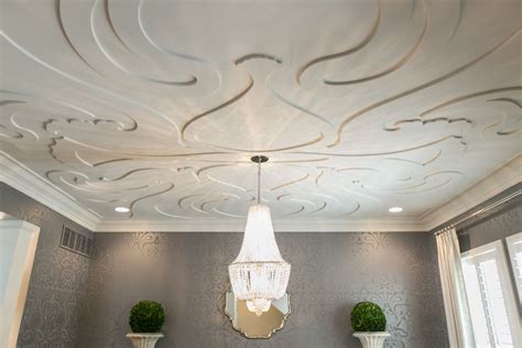 Flowing Floral Ceiling Sets Off This Dining Room And Brings Drama To An