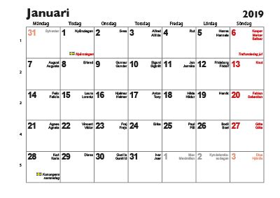 Du kan velge enda flere innstillinger og skrive ut kalenderen. Almanacka 2019 se | Download 2019 Calendar Printable with ...