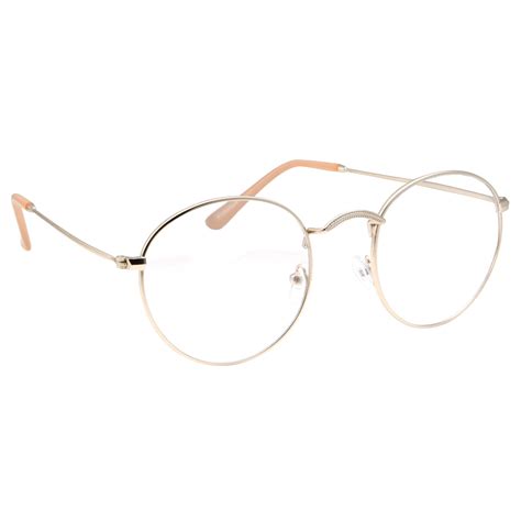 Grinderpunch Retro Classic Round Metal Frame Clear Lens Glasses