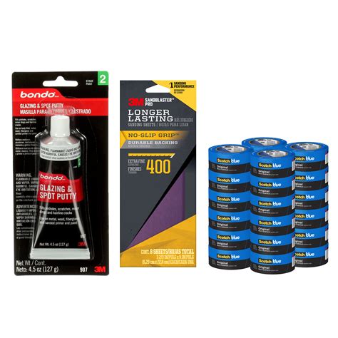 Shop Bondo Glazing & Spot Putty, 400-Grit Sandpaper, and ScotchBlue