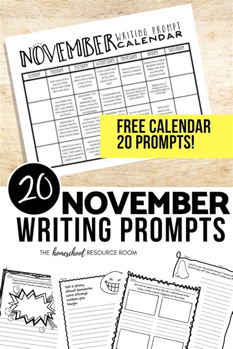 November Writing Prompts Free Printable Calendar The Homeschool