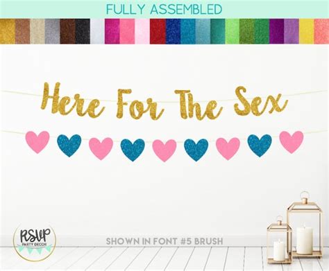 Here For The Sex Banner Gender Reveal Garland Funny Gender Reveal Party Decorations He Or She