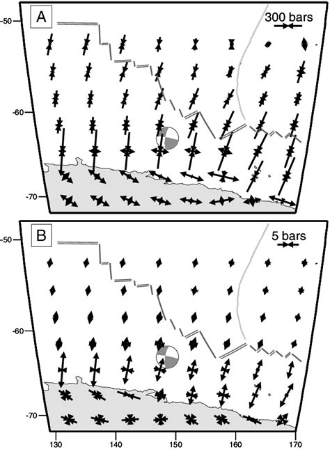 Principal Axes Of The Vertically Averaged Minimum Horizontal Deviatoric