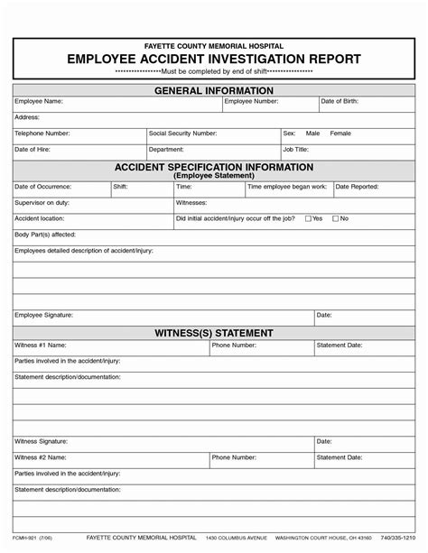 Printable Vehicle Accident Report Form