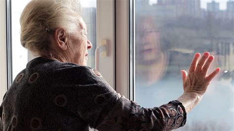 Lonely Old Woman Looking Out The Window Loneliness In Old Age Stock