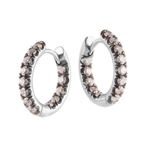 sylva and cie 18k white gold diamond hoop earrings