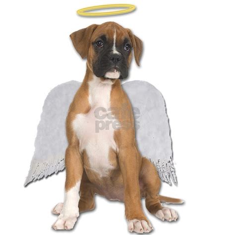 Angel Boxer Puppy Square Sticker 3 X 3 Angel Boxer Puppy Sticker By