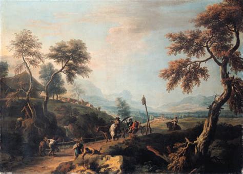 Marco Ricci 1676 1730 A Wooded Landscape With Gentlemen In A