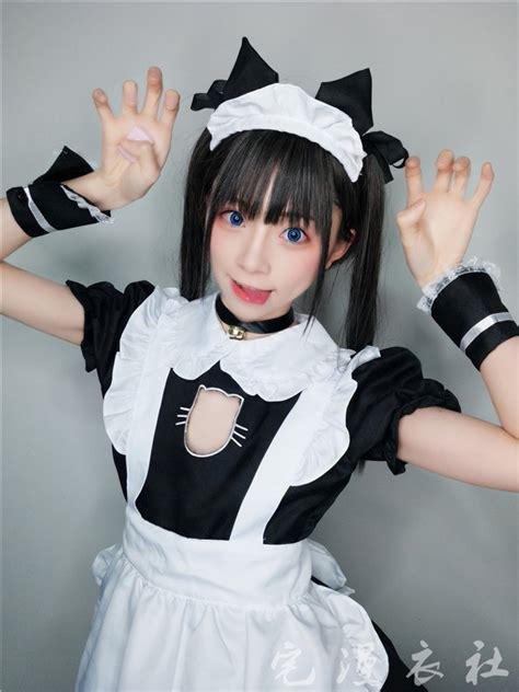 Japanese Cat Maid Costume Dress Uniform Chest Cut Out Fullset Cosplay