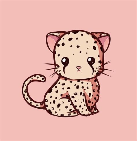 Leopard Cute Animal Drawings Kawaii Cheetah Drawing Cute Kawaii Animals