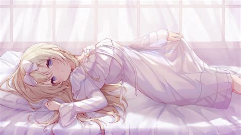 Download 1920x1080 Cute Anime Girl Lying Down Pillow