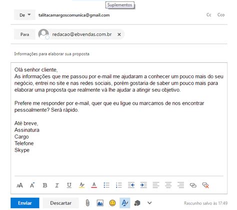Exemplo De E Mail Proposta Comercial Novo Exemplo