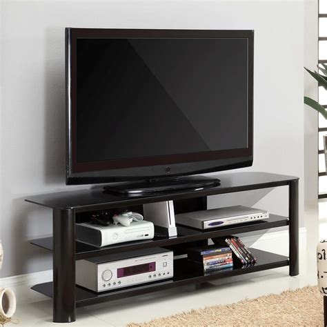 Living Essentials Oakland 60 in. TV Stand (Black Glass) TFGBK0158