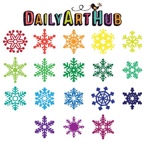 Colorful Snowflakes Clip Art Set Daily Art Hub