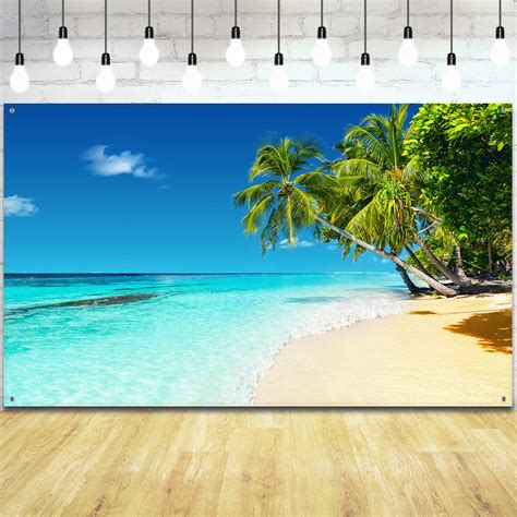 Buy Summer Tropical Beach Backdrop Sea Beach Photo Booth Backdrop Seaside Ocean Palm Trees