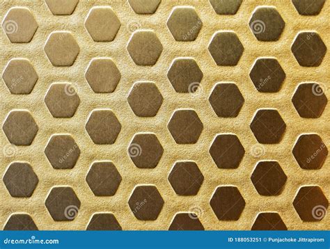 Gilded Metal Texture Background Hexagonal Embossed Pattern Stock