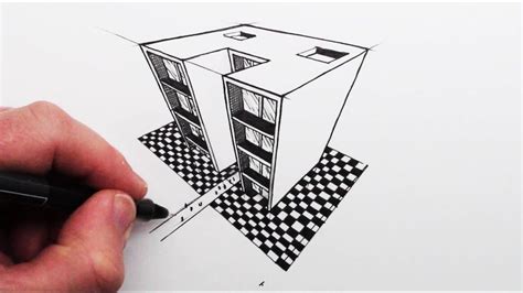 How To Draw Using 3 Point Perspective Simple Buildings High School Art