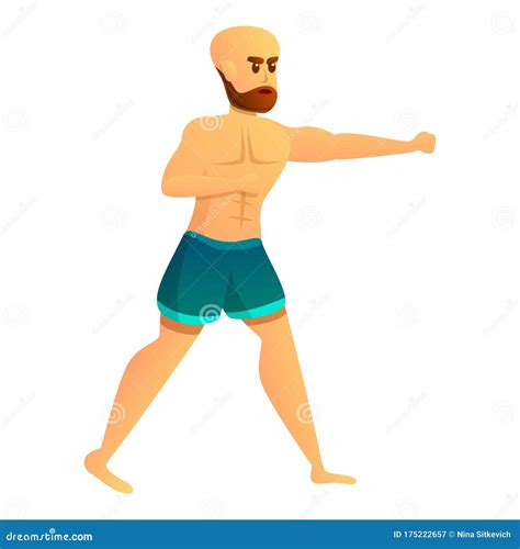Man Mixed Martial Arts Icon Cartoon Style Stock Vector Illustration