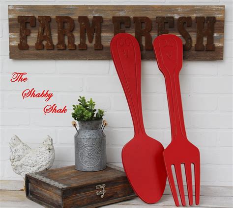 large metal fork spoon wall decor items similar to vintage giant metal fork spoon wall decor