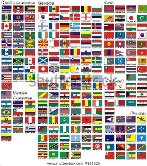 National Flags All Countries World Separated Stock Vector Royalty Free