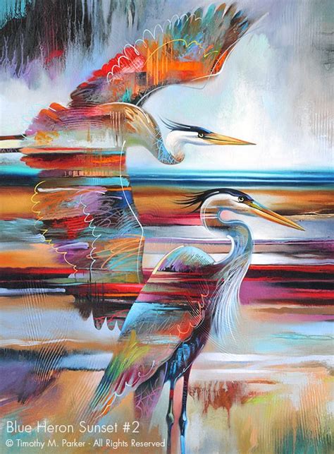 Abstract Blue Heron Painting Artist Tim Parker Modern Artwork