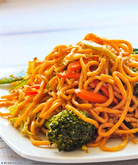 Lo mein tends to be lighter, healthier and lower calories with more veggies than chow mein. Quick and Easy Vegetable Lo Mein | FaveHealthyRecipes.com