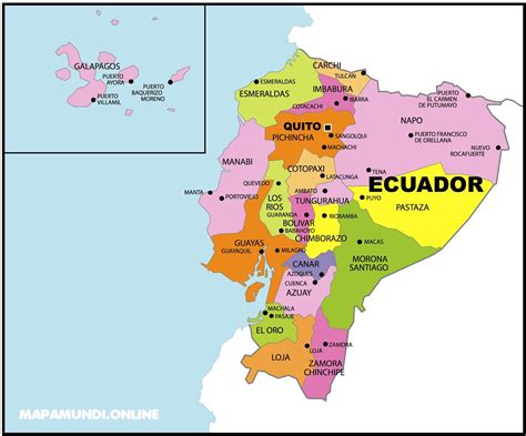 ⊛ Mapa De Ecuador 🥇 Político And Físico Para Imprimir 2022